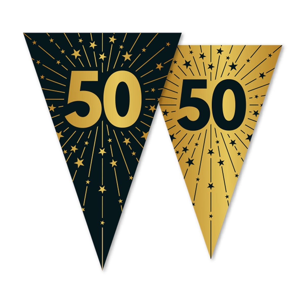 50 års fødselsdag vimpel banner 10m. - Sort/guld