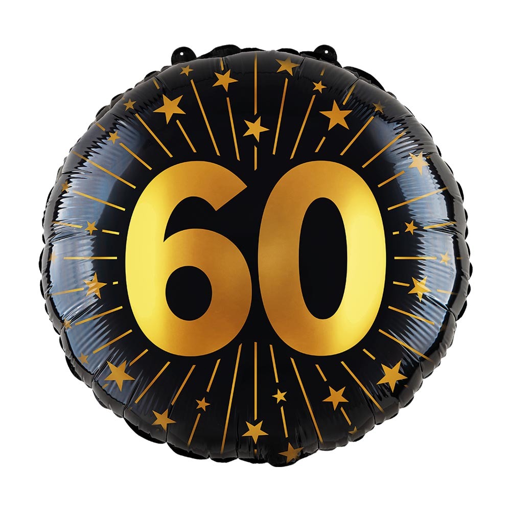 60 års fødselsdag folieballon 1 stk. - Sort/guld