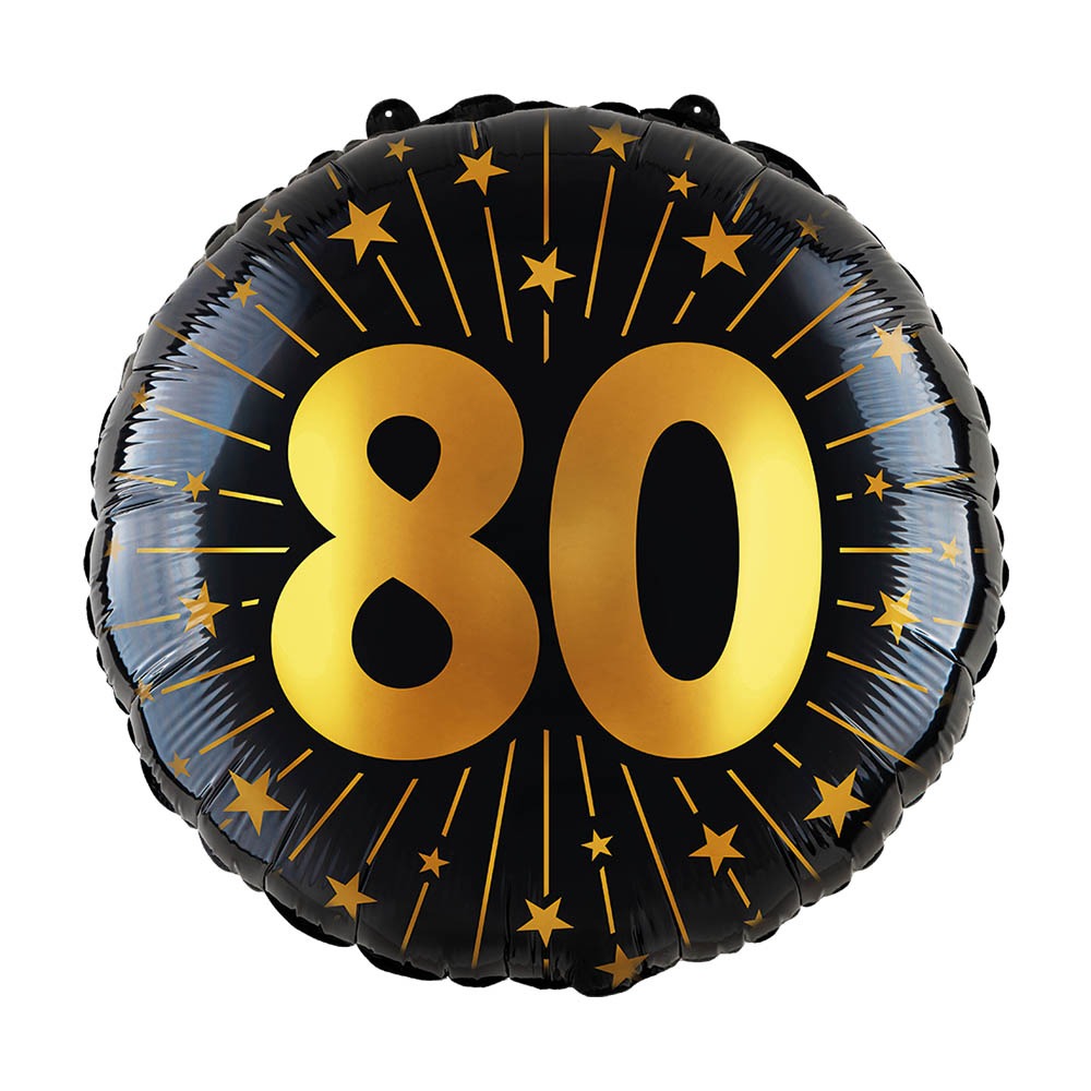 80 års fødselsdag folieballon 1 stk. - Sort/guld