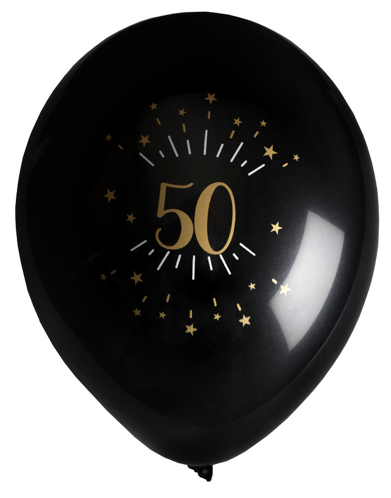 50 års fødselsdag balloner 8 stk. - Sort/guld