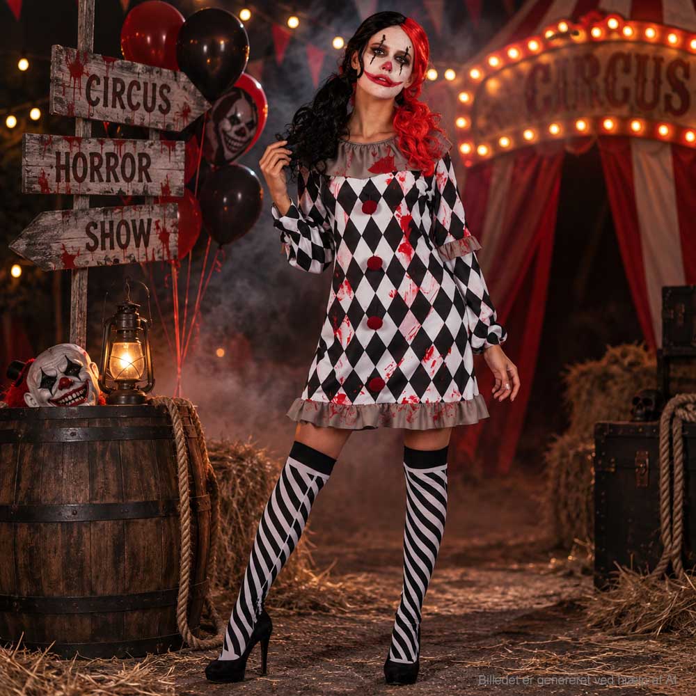 Skræmmende Klovnekostume til Dame One Size – Halloween