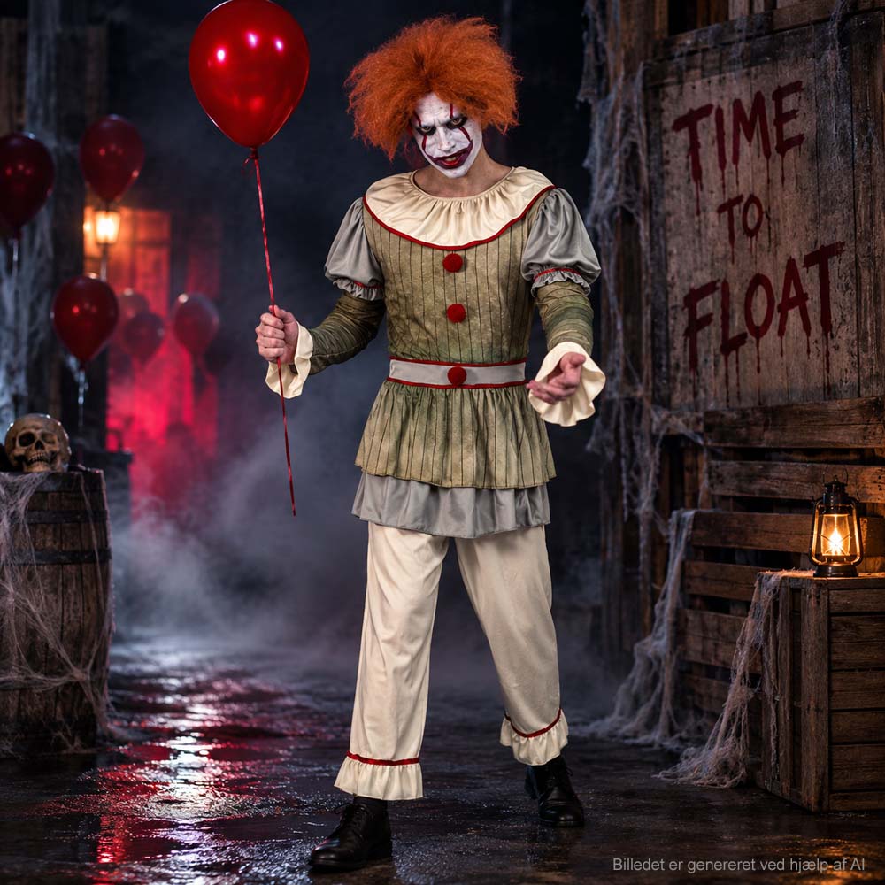 Uhyggeligt Klovnekostume til Voksen One Size – Halloween