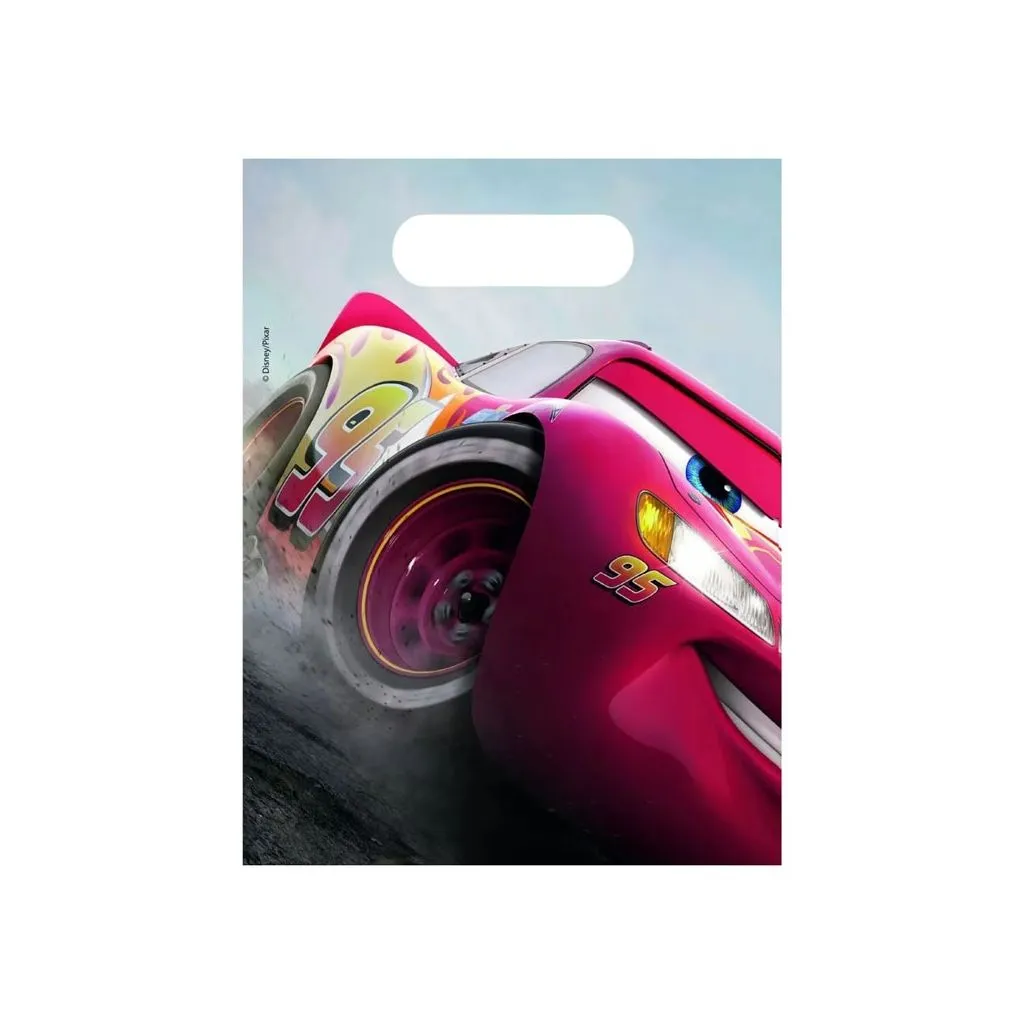 Cars slikpose i plastik med racerbilmotiv – 16,5 × 23 cm