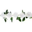 Blomsterguirlande 140 cm med 11 hvide kunstige pæoner og grønne blade til bryllup og fest