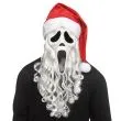 Officiel Ghost Face SCREAM-maske med rød nissehue og langt hvidt skæg