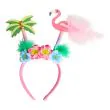 Hawaii hårbøjle med flamingo, palme og blomster