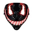 Sort LED Halloween maske med røde lysende øjne og uhyggeligt grin med hvide tænder
