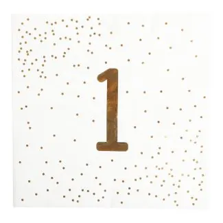 1 års fødselsdag servietter - Guldmetallic