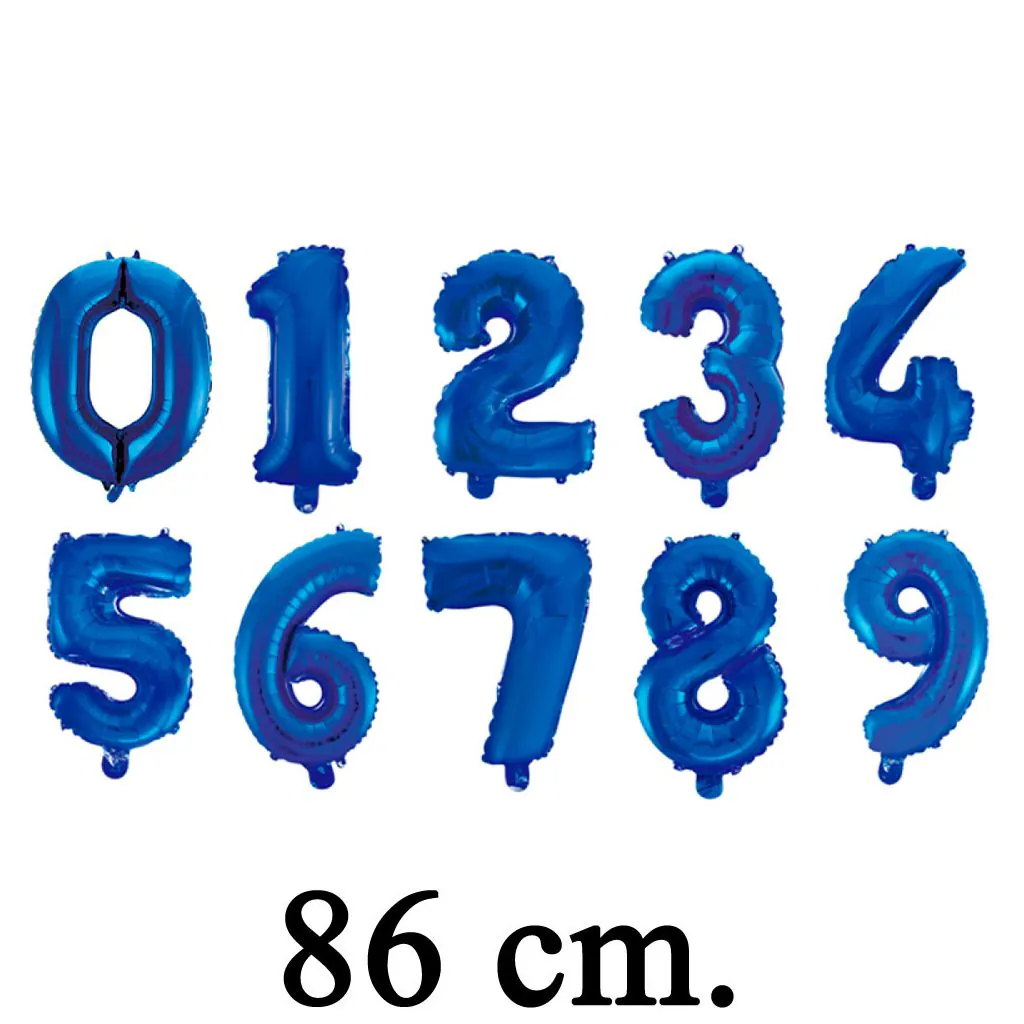 Blå tal balloner til helium nr. 0-9 - 86 cm.