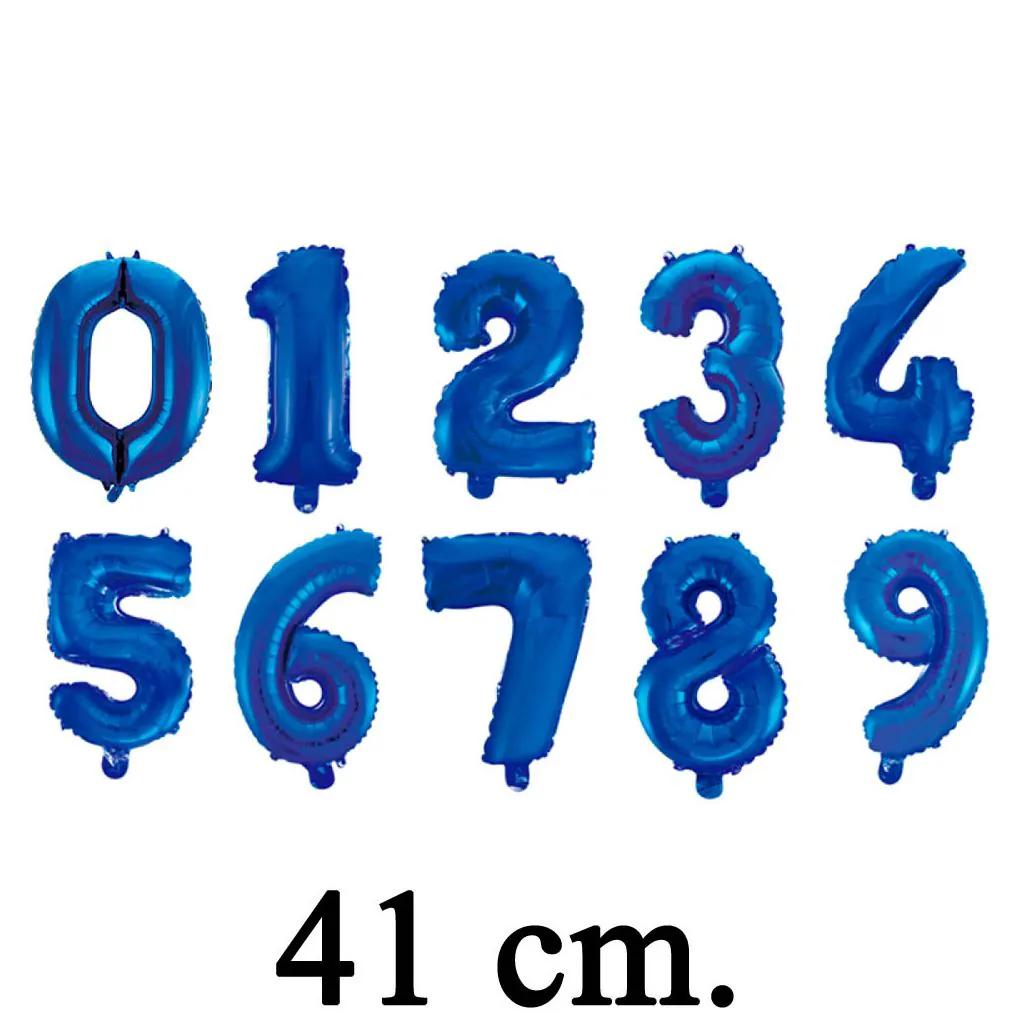 Blå talballoner i metallic folie nr. 0-9