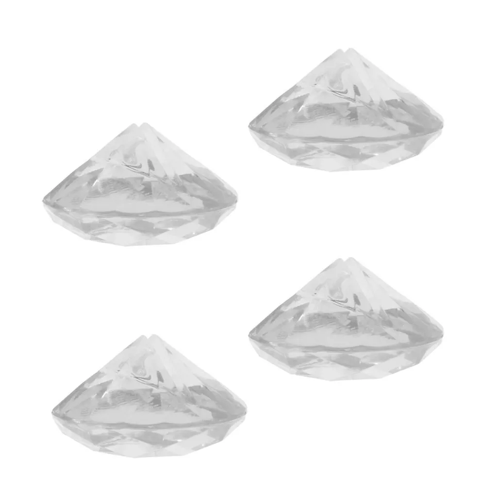 Diamant bordkortholdere i klar akryl til bordkort, borddækning og elegant bordpynt til bryllup, fødselsdag, konfirmation og fest.