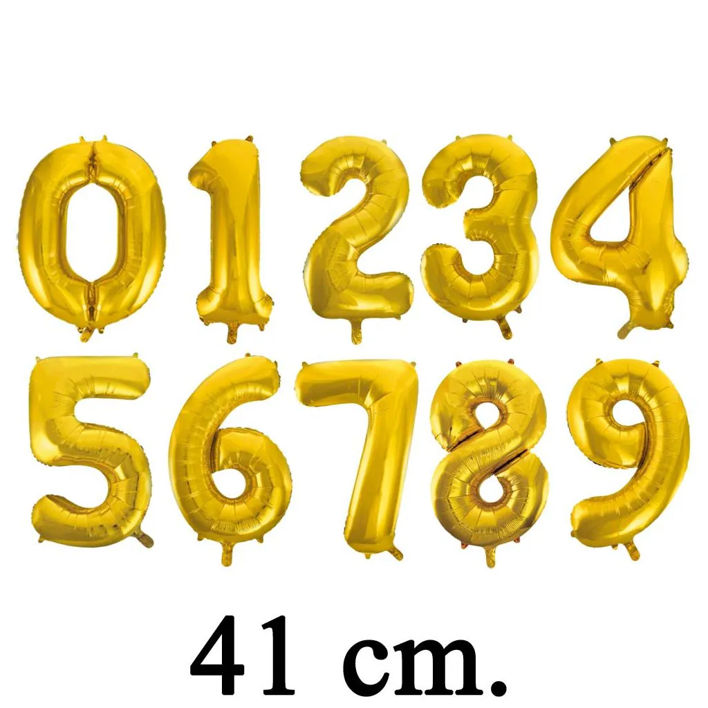 Guld talballoner 41 cm. nr. 0-9
