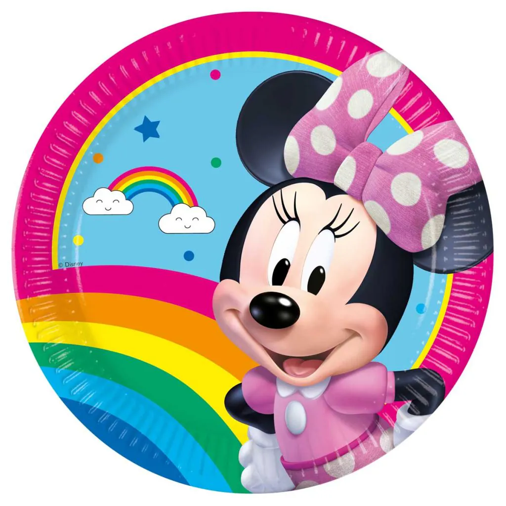 Minnie Mouse paptallerkner - Rainbow make me smile
