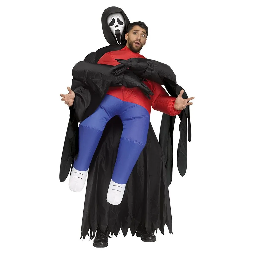 Oppusteligt Ghost Face kostume til voksen med batteridrevet blæser