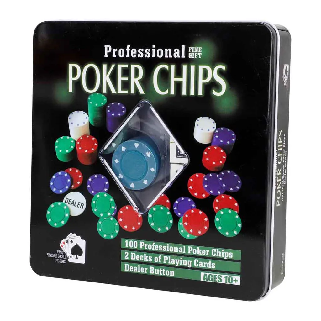 Pokersæt med chips og spillekort