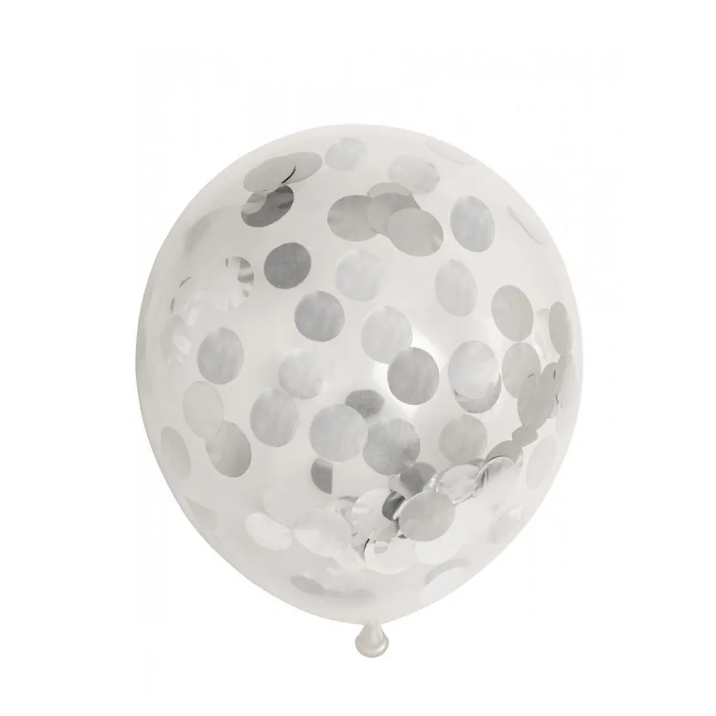 Sølvmetallic konfetti balloner