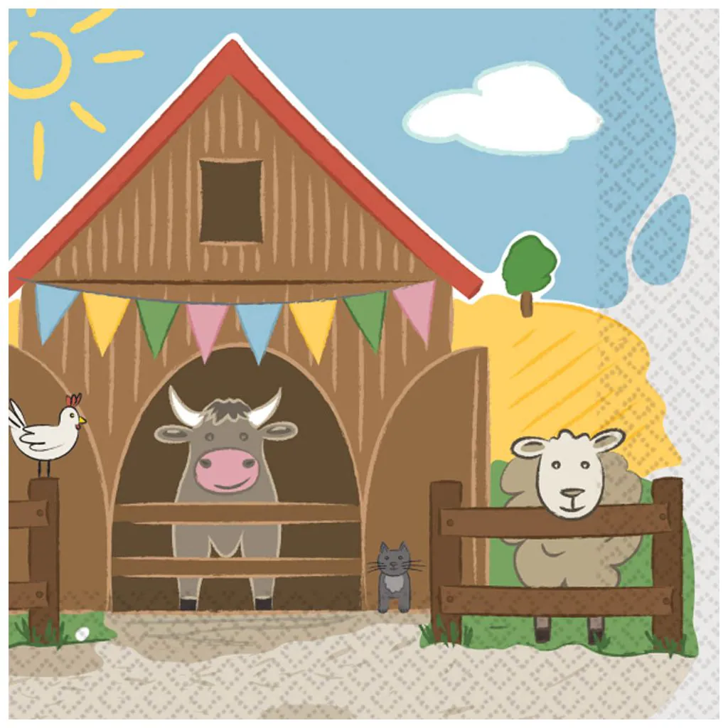 Servietter med bondegårdstema