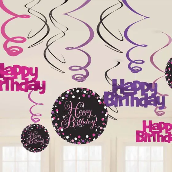 Hänge-Deko „Happy Birthday“ – 5-teiliges Set, Ca. 60 Cm Lang | Aus Folie | Für Geburtstagsfeiern & Partys